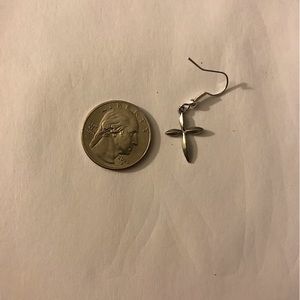 Size compared to a quarter: Cross Christmas earrings.